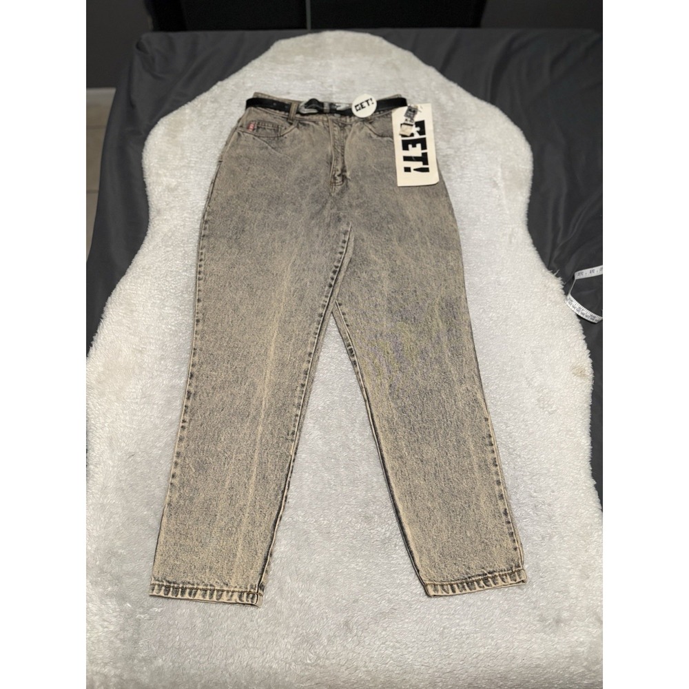 Vintage Get Used By Elie Gray Acid Wash Jeans Size 11/12 High Waist NWT 26x29